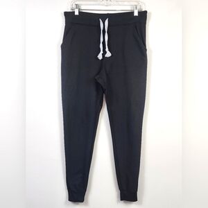 Love Nation Women's Midnigh Black Jogger Sweatpants White Drawstrings, sz LG